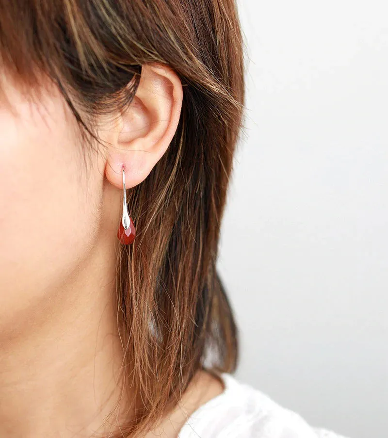 Aros Minimalistas de Jaspe Rojo