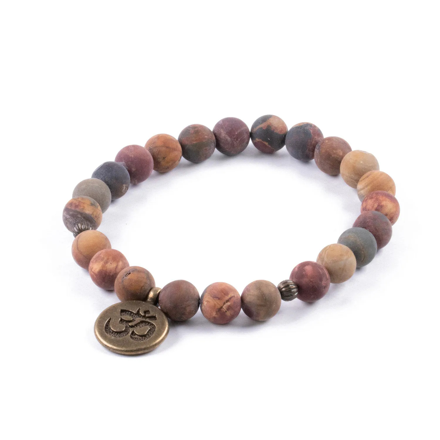 Pulsera de Jaspe Multicolor con Colgante Circular