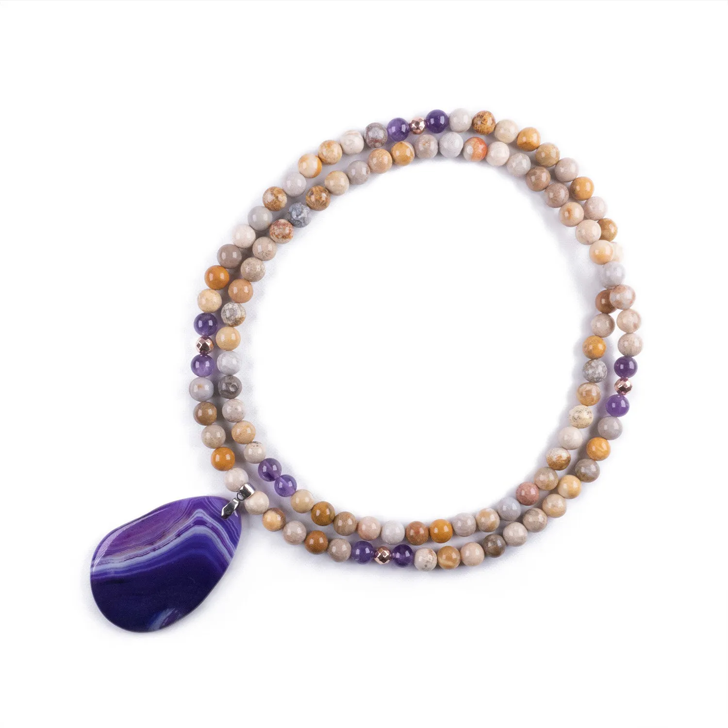 Collar de Intención Amatista y Jade Coral