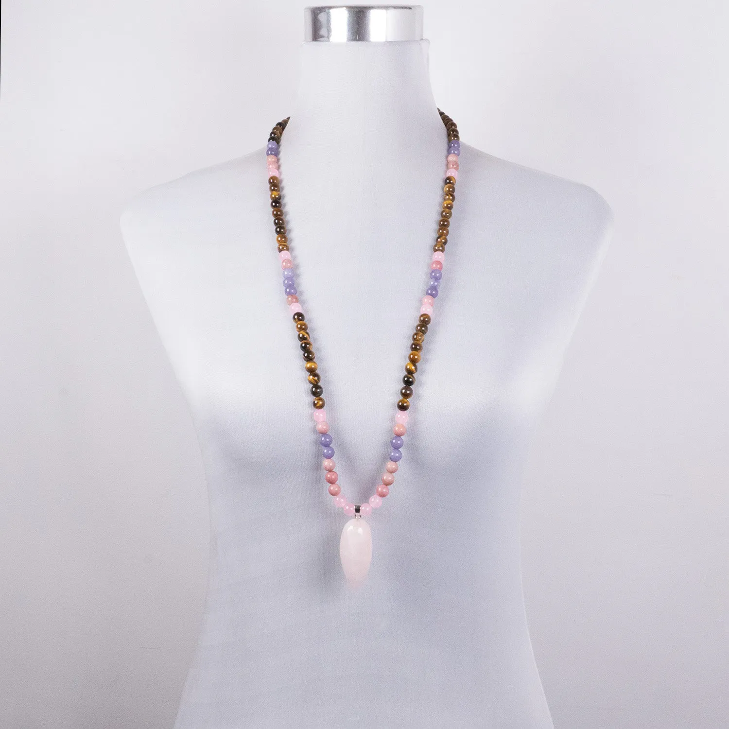 Collar de Intención Cuarzo, Rodocrosita y Ojo de Tigre