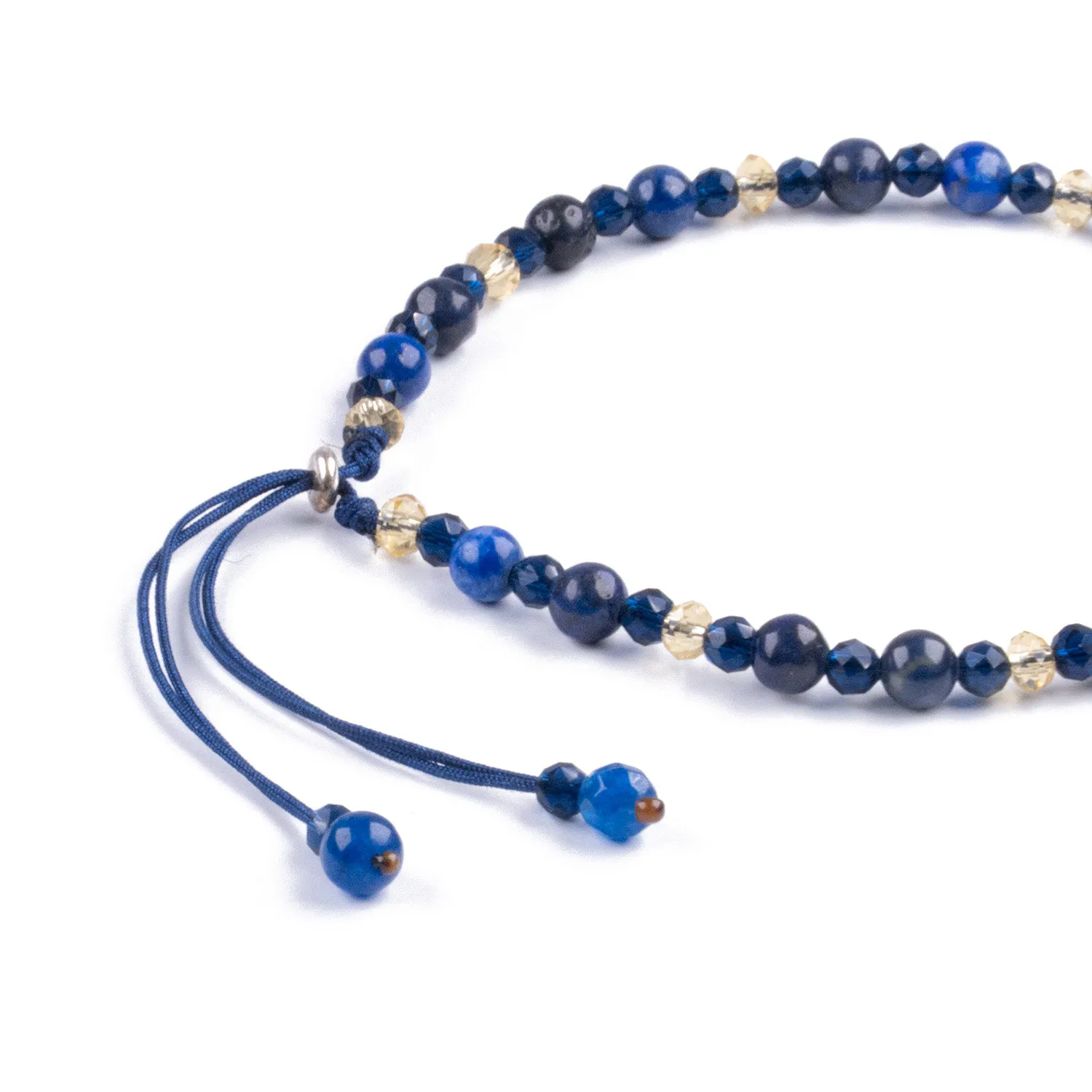 Pulsera minimalista de lapislázuli con detalles en plata 925