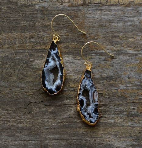 Aros Dorados de Druzy Natural