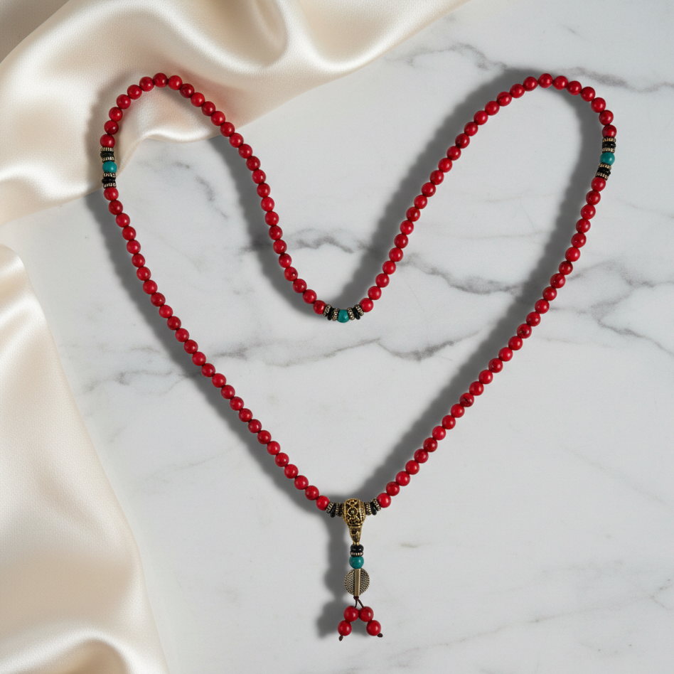 Collar de Howlita Roja y Verde