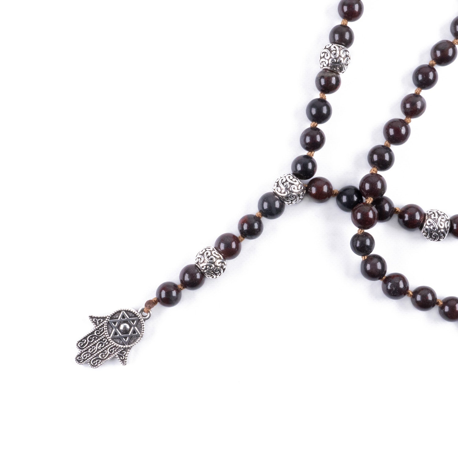 Collar de Jaspe con Colgante Mano de Fátima