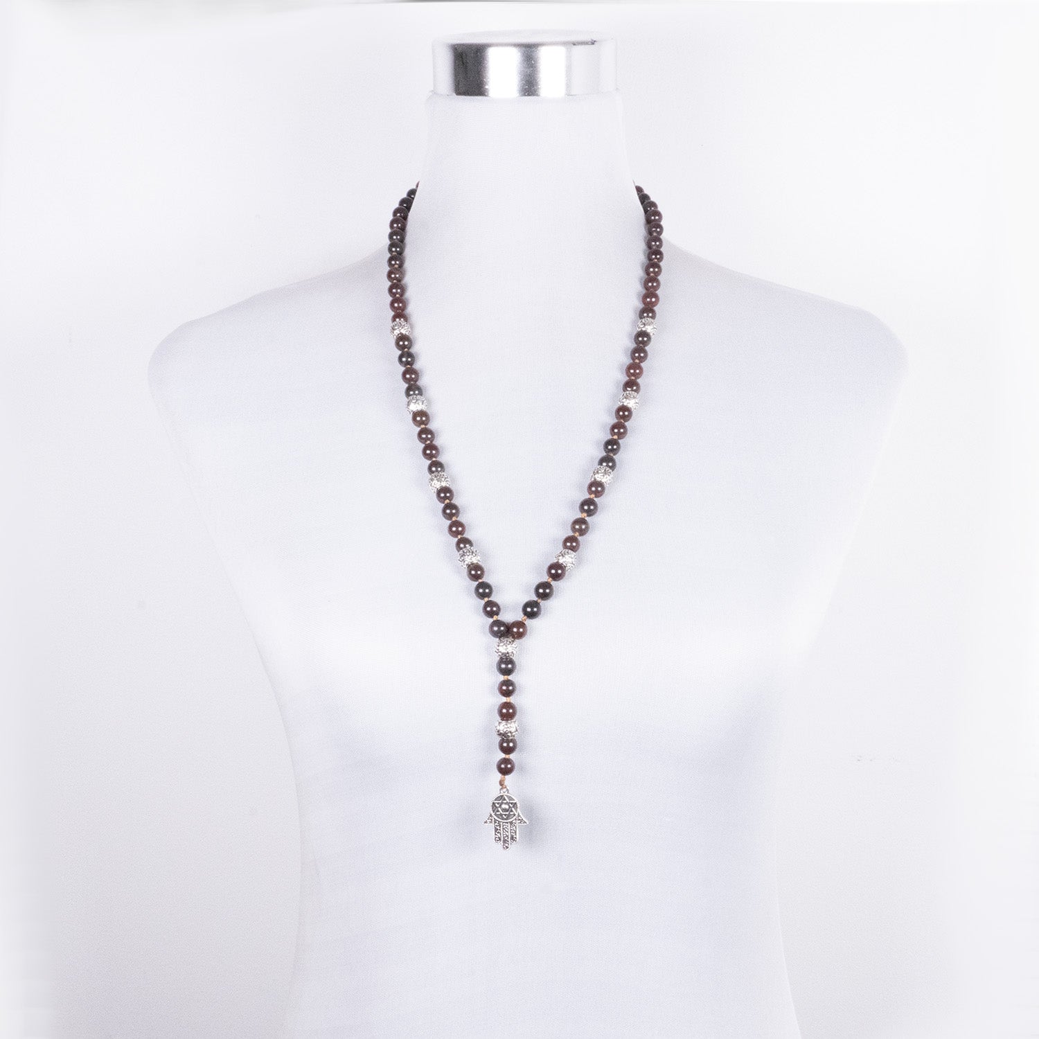 Collar de Jaspe con Colgante Mano de Fátima