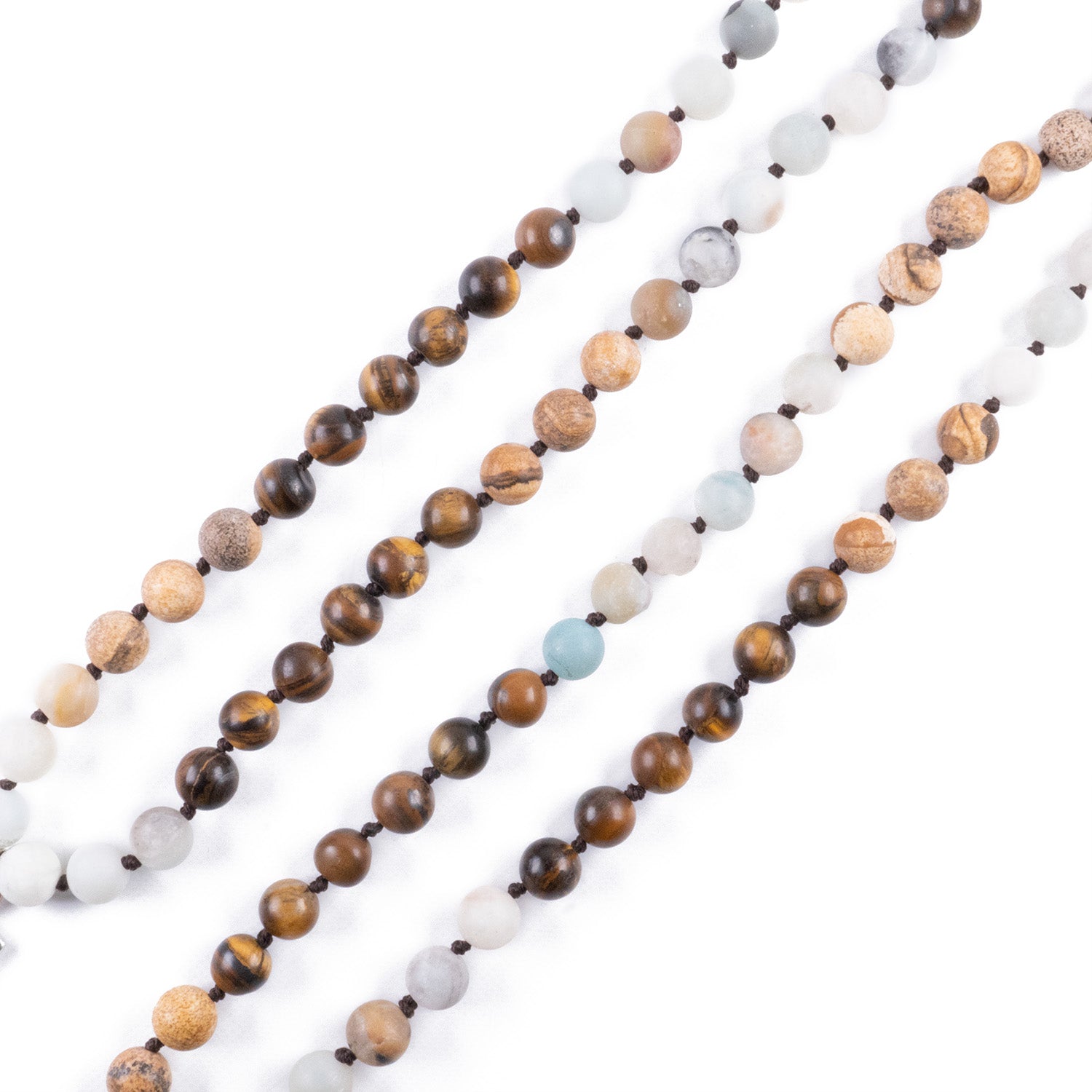 Collar Étnico con Cruz Jaspe, Ojo de Tigre y Amazonita