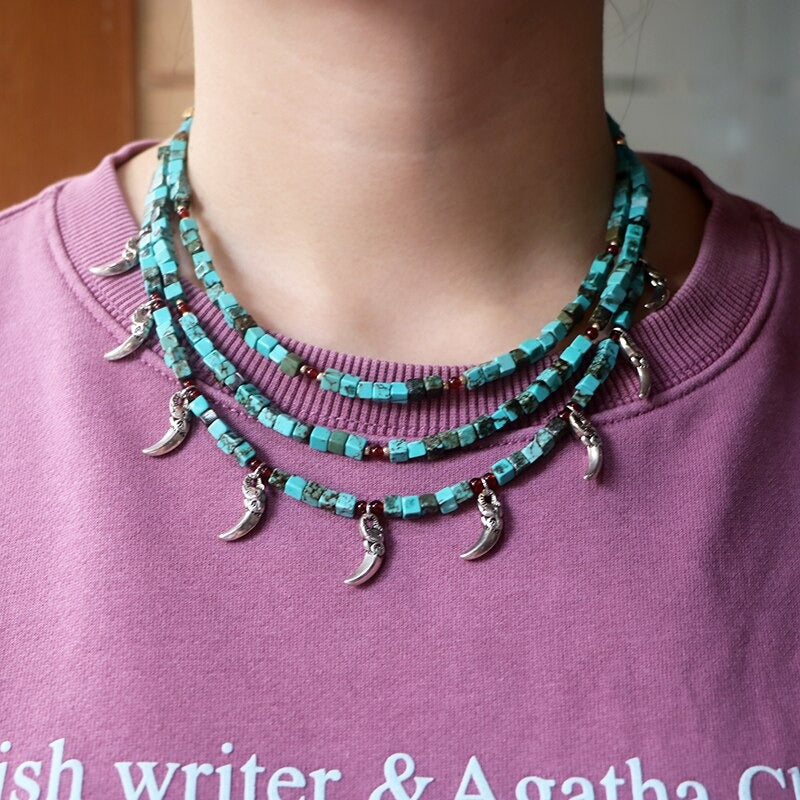Collar de Turquesa con Dijes Elefante