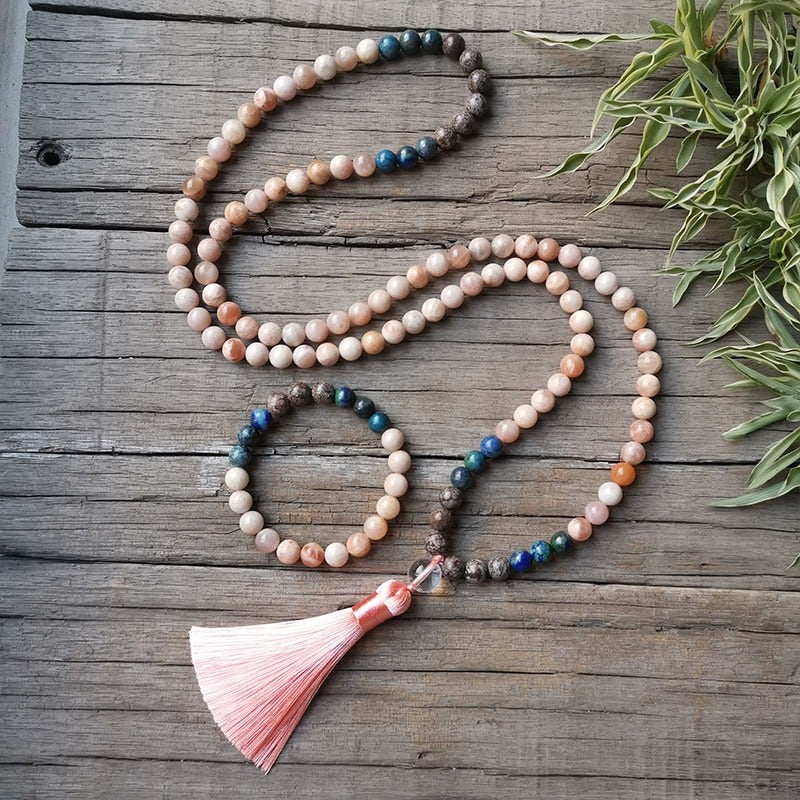 Conjunto Collar y Pulsera de Cuarzo y Piedra del Sol