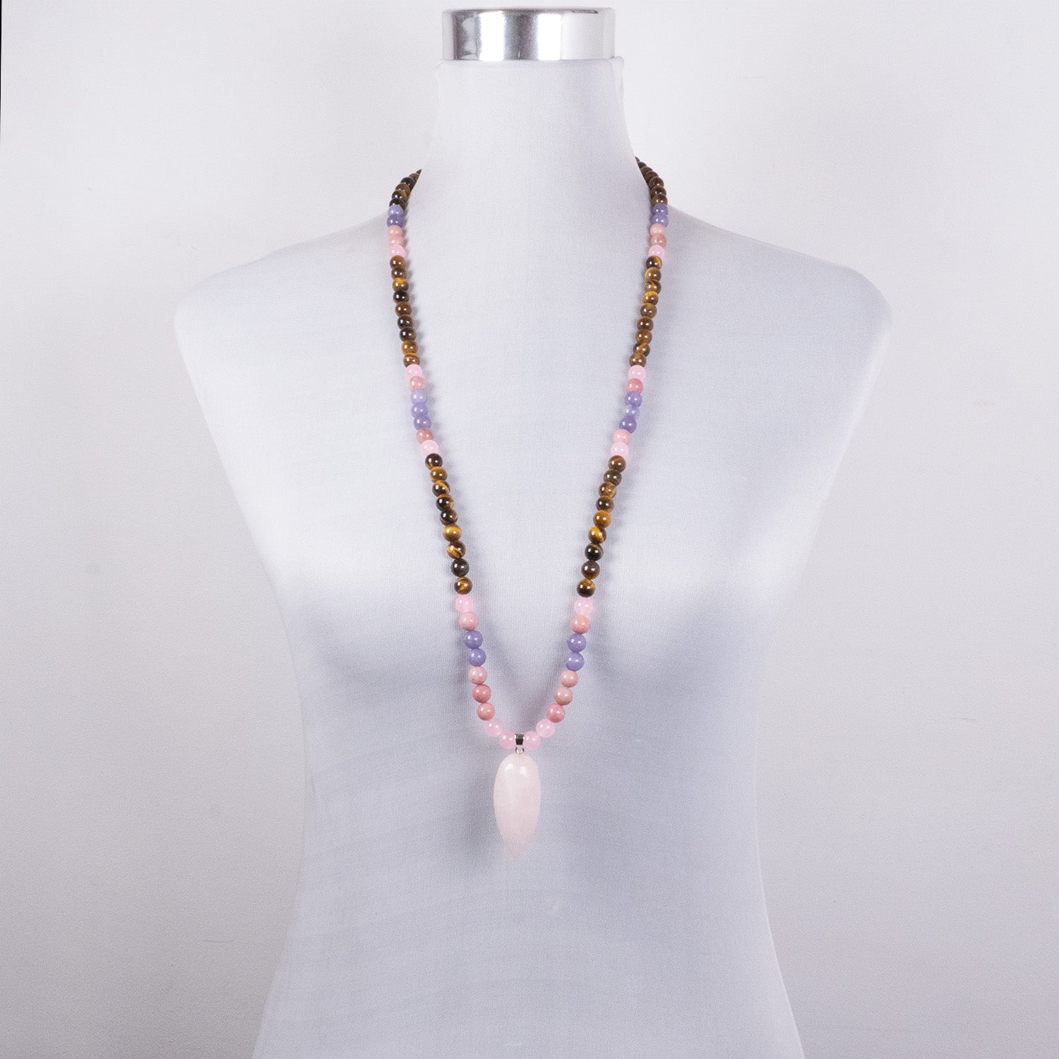 Collar de Intención Cuarzo, Rodocrosita y Ojo de Tigre