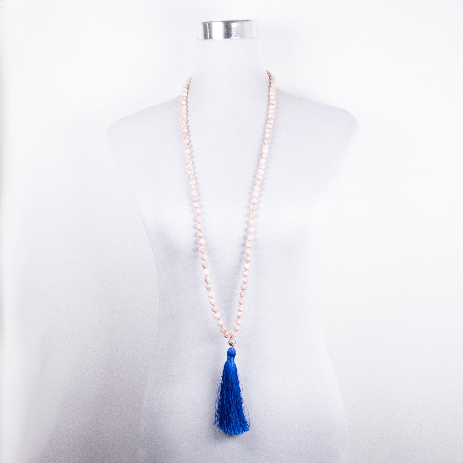 Collar de Intención Jaspe con Borla Azul