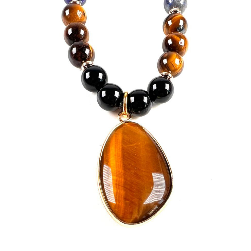 Collar de Intención Ónix, Lapislázuli y Ojo de Tigre