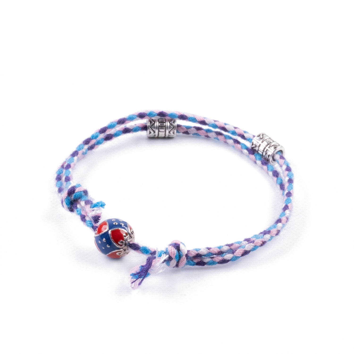 Pulsera Étnica con Amuleto de Plata Tibetana
