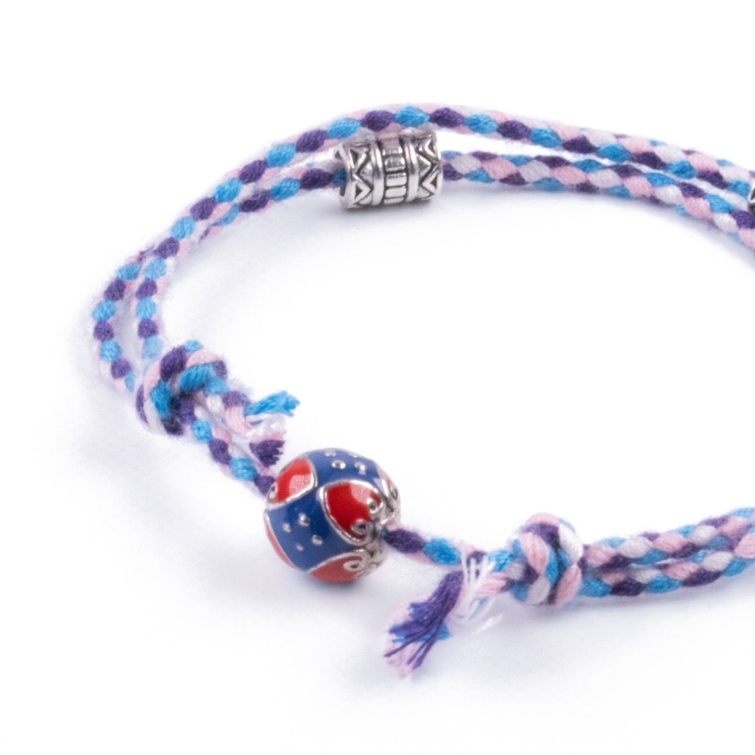 Pulsera Étnica con Amuleto de Plata Tibetana