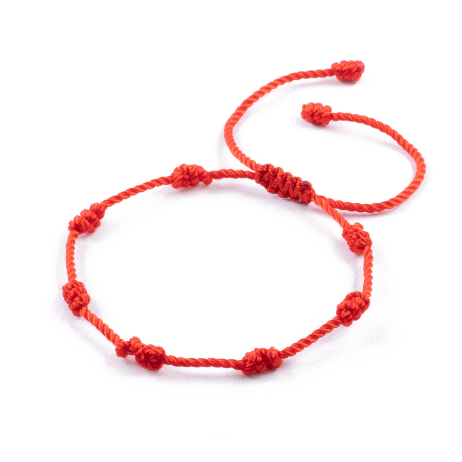 Pulsera de Hilo Rojo con 7 Nudos