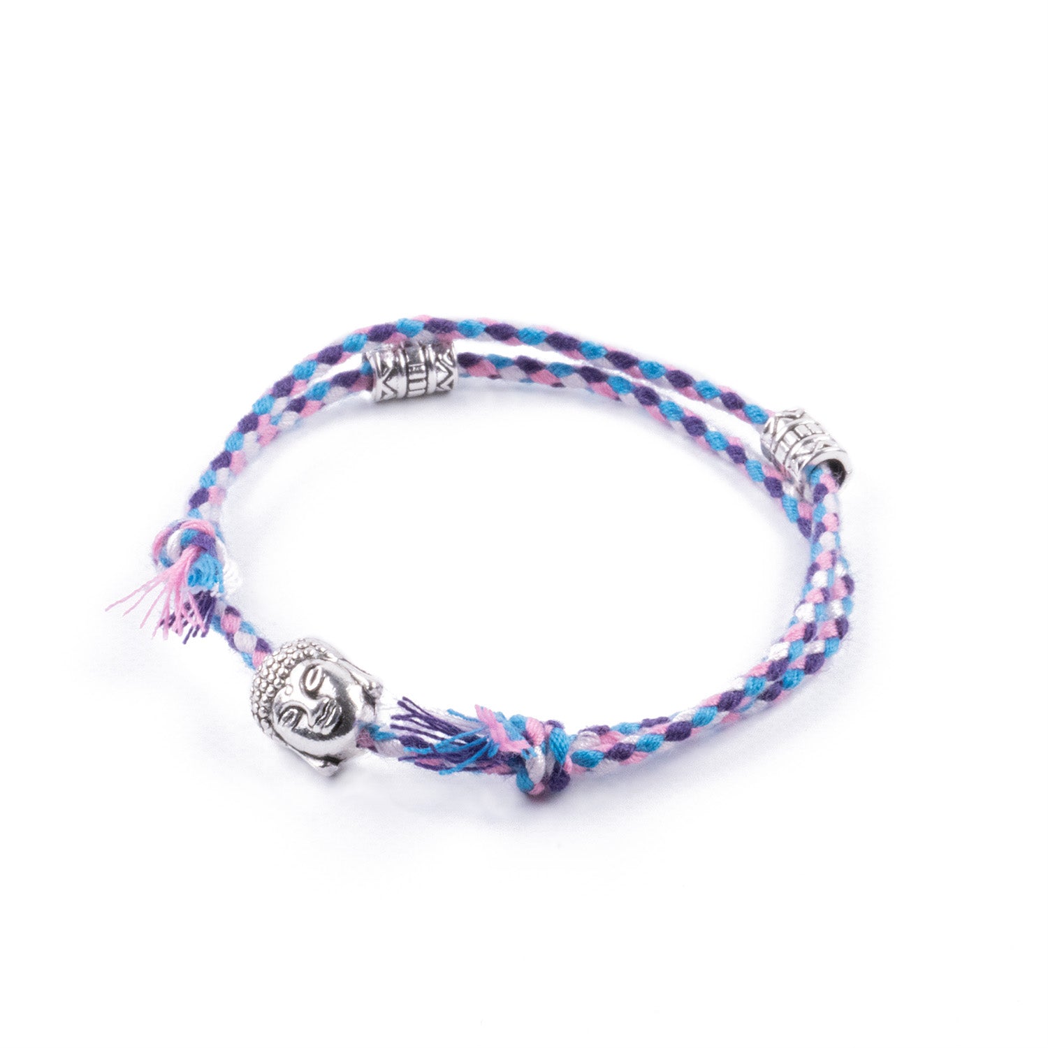 Pulsera Multicolor Étnica con Rostro Tallado Morado