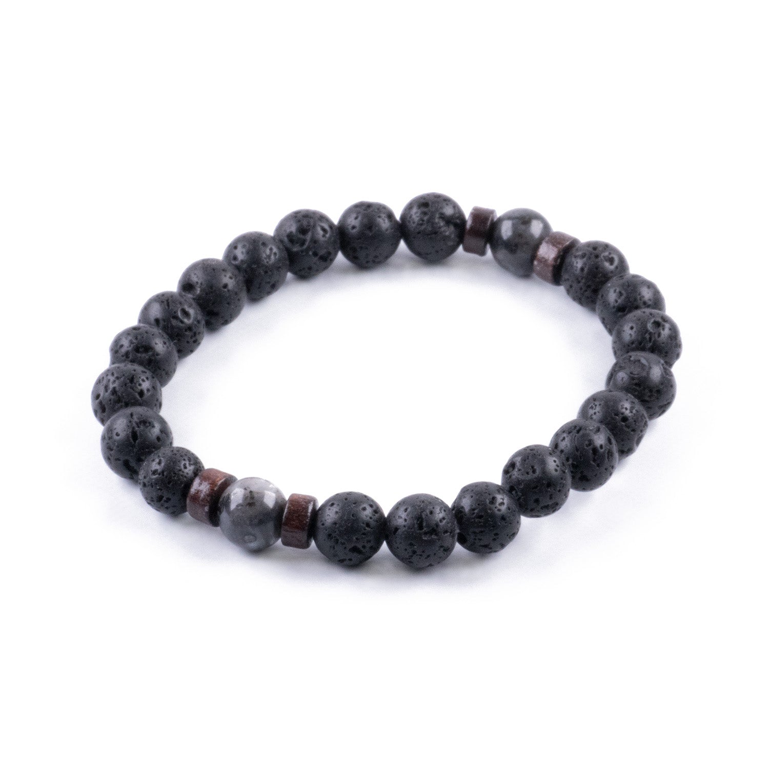 Pulsera de Hombre en Piedra Volcánica y Jaspe