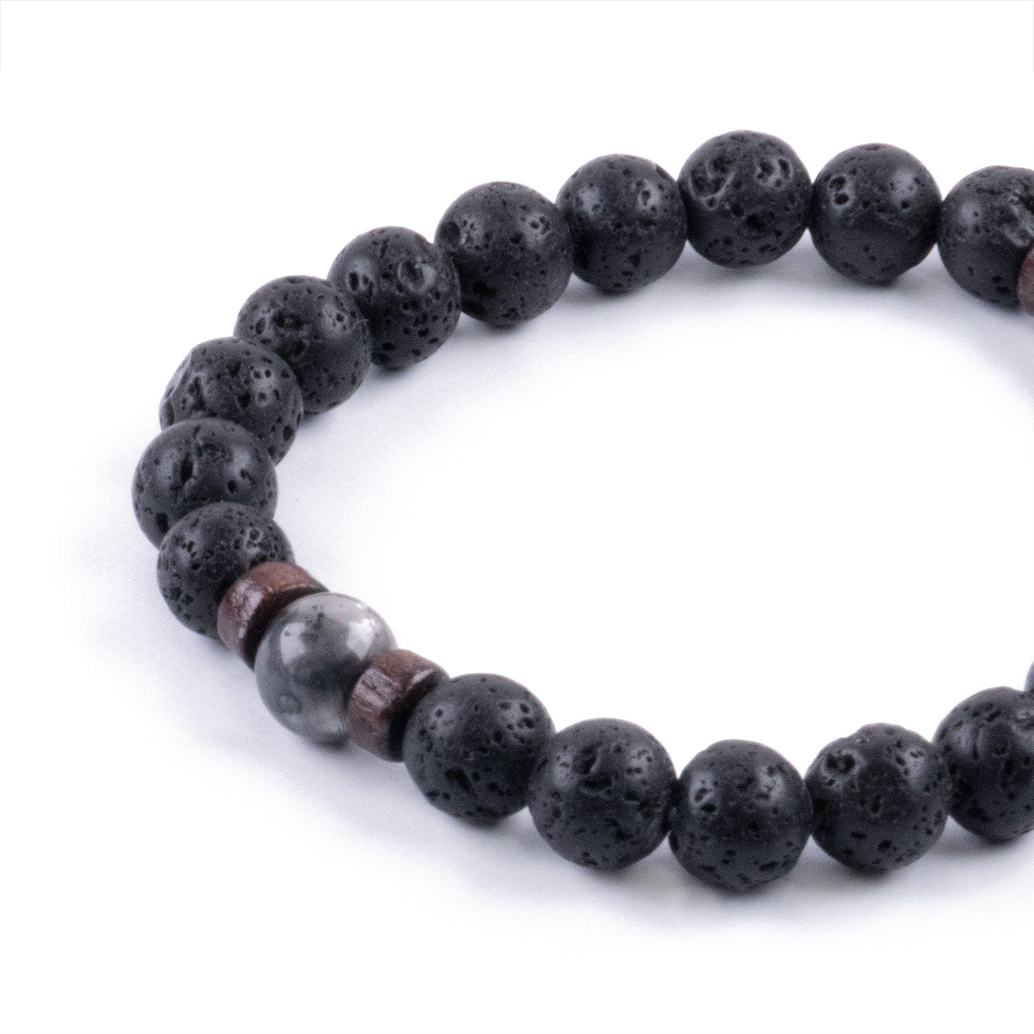 Pulsera de Hombre en Piedra Volcánica y Jaspe