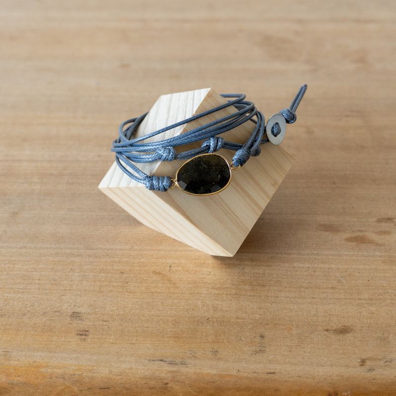 Pulsera Tipo Correa de Labradorita Gris