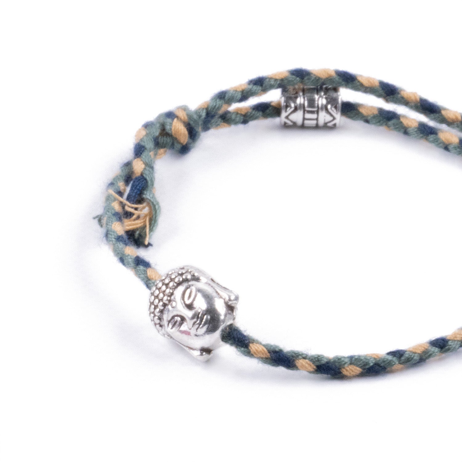 Pulsera Étnica Verde con Rostro Tallado